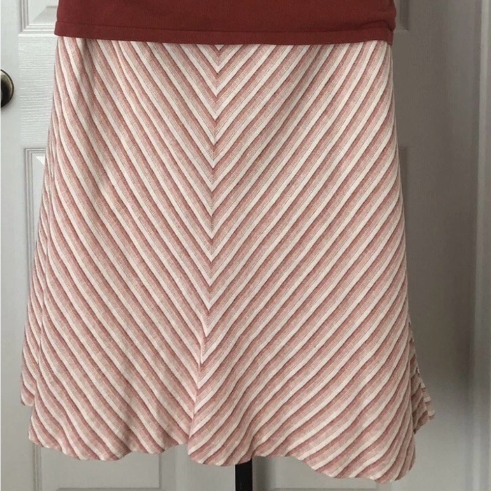 Vintage Ann Taylor Loft Striped Chevron Midi Skirt in Blush and Ivory- size 14